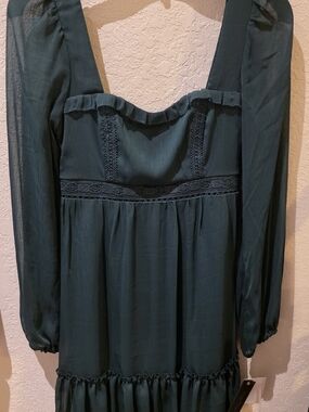 City Triangles Hunter Green Ruffle Trim Dress